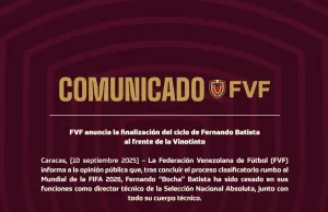 Fernando Batista, despedido: Venezuela lo echó del cargo de director técnico
