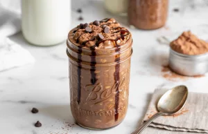 Proteína de masa de brownie avena durante la noche