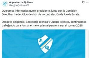 Argentino de Quilmes dio marcha atrás y no contratará a Alexis Zárate tras el repudio generalizado