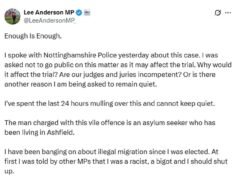 El solicitante de asilo paquistaní desenmascarado por el parlamentario reformista Lee Anderson es declarado responsible de violar a una niña “susceptible” en un parque