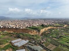 Cientos de characters fueron evacuadas cuando un deslizamiento de tierra de 2, 5 millas de largo azotó una ciudad siciliana y dejó casas y automóviles al borde del acantilado después de una tormenta brutal