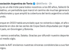 Murió Guillermo Salatino, referente histórico del periodismo de tenis