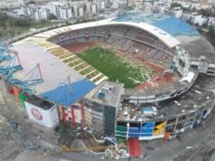 El club de fútbol quedó destrozado cuando el estadio de 24.000 asientos fue devastado por la tormenta y se emitió un comunicado