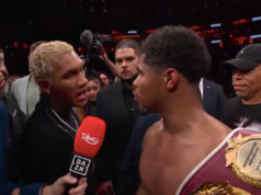 Shakur Stevenson choca con su rival Conor Benn después de superar a Teófimo López
