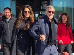 George Clooney, de 64 años, toma de la mano a su elegante esposa Amal, de 47, cuando llegan a Milán para la ceremonia de apertura de los Juegos Olímpicos de Invierno.