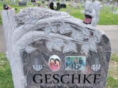 Una familia angustiada ordenó retirar una LÁPIDA encima de las tumbas de dos hermanos jóvenes que presenta imágenes muy inapropiadas