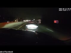 Aterrador momento en el que un ‘conductor ebrio’ cae de rodillas en una persecución a alta velocidad con la policía