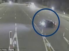 Momento en que un conductor imprudente realiza un giro en U y conduce en sentido contrario por la M 6 para evitar pagar el peaje de ₤ 6, 40