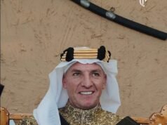 El exjefe del Liverpool y del Celtic, Brendan Rodgers, se transforma en ‘Sheikh Brendan’, posando con el traje tradicional saudita y disadvantage una pistola en un video promocional tan descarado que ‘parece IA’