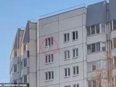 Momento espeluznante: un niño pequeño cae 10 pies desde la ventana de una torre, antes de que las enfermeras heroicas usen un ABRIGO para atraparlo